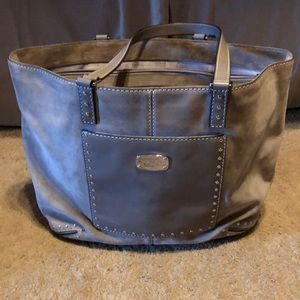 Michael Kors grey suede and leather tote